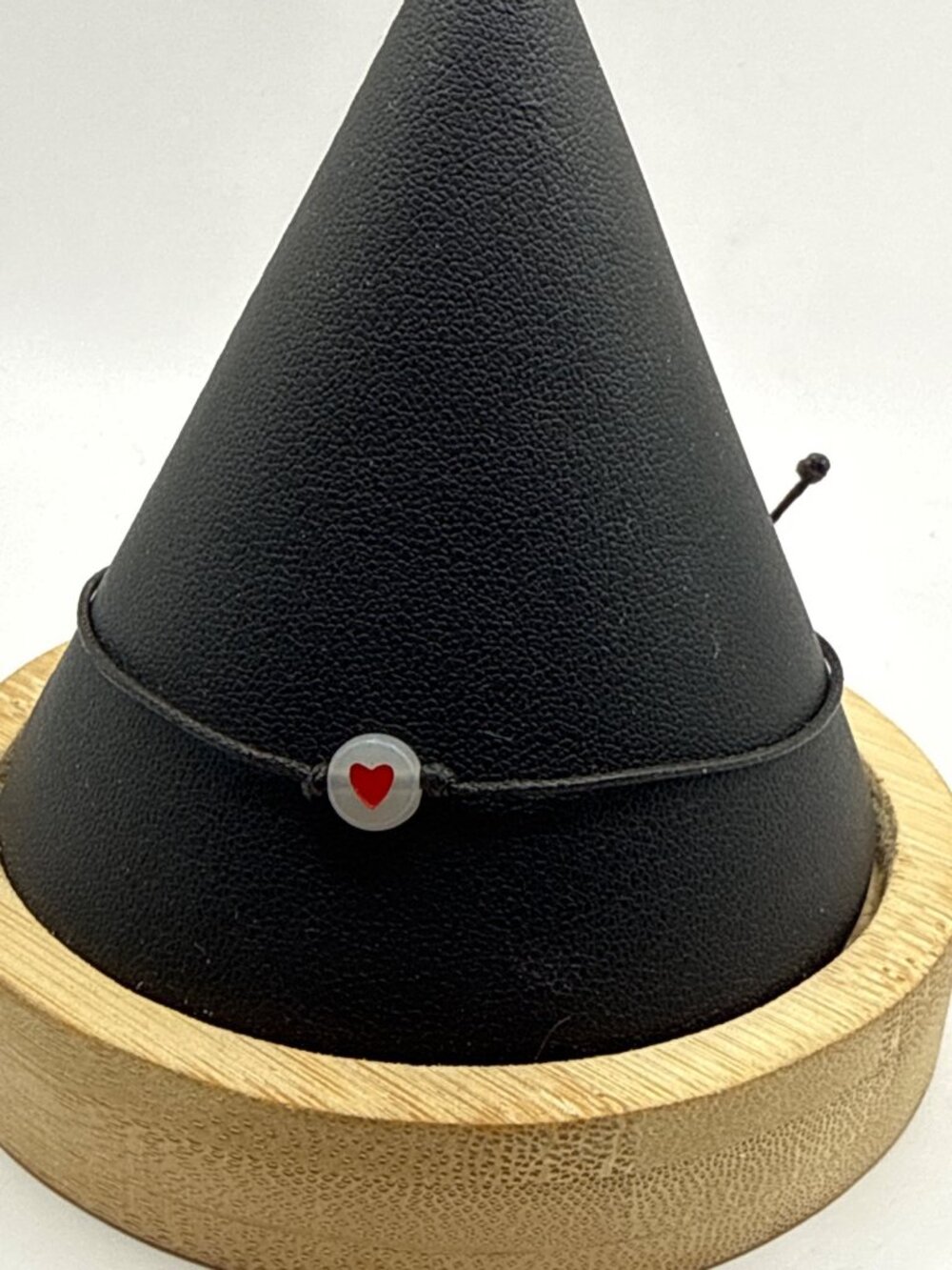 Y2K Minimalist Black Cord Red Heart Bead Adjustable Friendship Promise Bracelet
